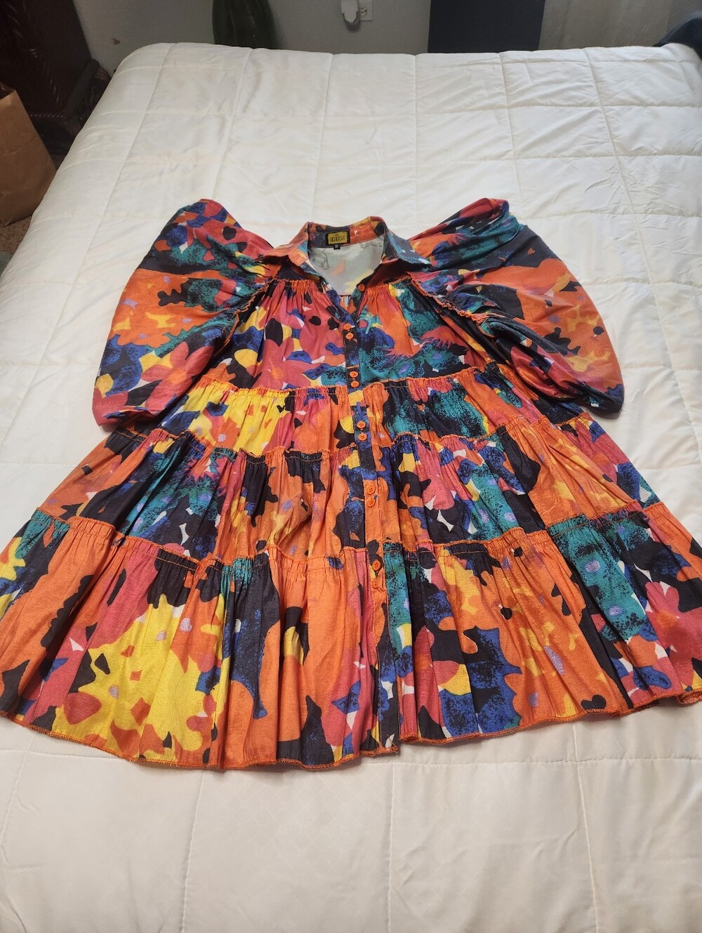 Love Highlight Mini wild Floral dramatic Batwing Balloon Sleeves.
